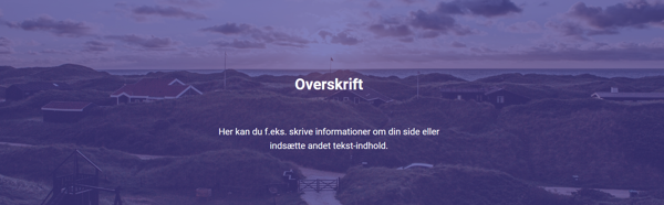 Hero m. baggrundsbillede med et landskabsbillede, overskrift og tekst
