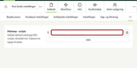 Feltet til Minimap-scriptet markeret