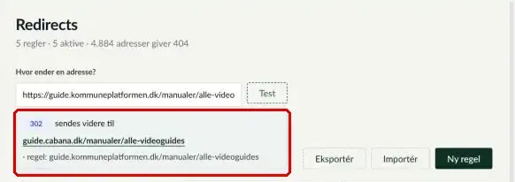 Feltet Hvor ender en adresse? med knappen Test markeret