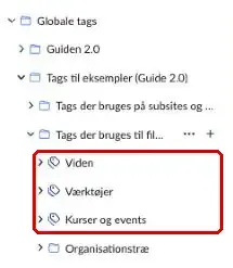 Tag-kategorier markeret i mappen Globale tags
