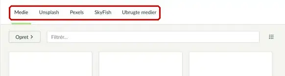 Fanerne Medie, Unsplash, Pexels, SkyFish og Ubrugte medier